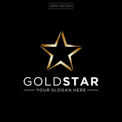 Gold star logo, star logo template vector