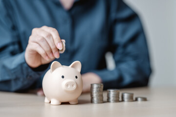 Piggy bank saving money concept. Finance banking plan. Financial save planning. Saving money plan.