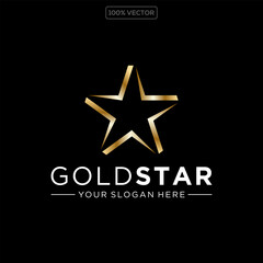 Gold star logo, star logo template vector stock