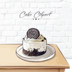 Hand drawn dessert Sweet cakes composition