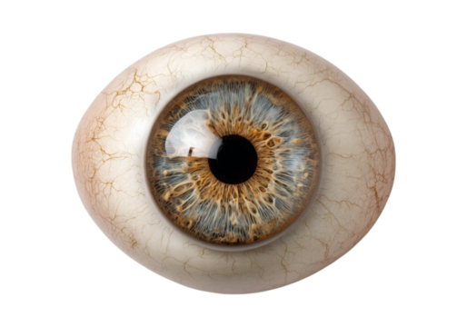 Closeup of a human eye detailed iris and sclera, On Transparent Background, Png Image