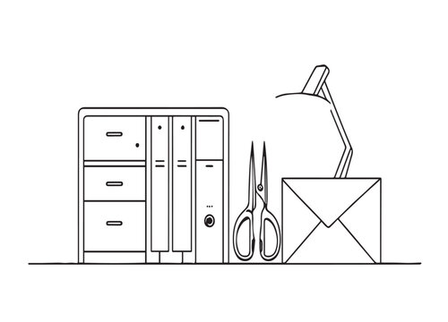 black and white office supplies still life clip art preview