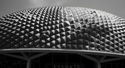 Fototapeta premium Esplanade's Spiky Dome: A Symphony of Triangles and Light, Capturing Modern Architecture's Bold Design and Urban Grandeur, Inspiring Awe