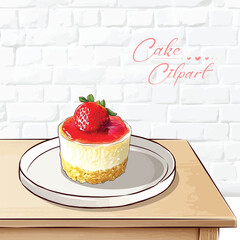 Hand drawn dessert Sweet cakes composition