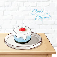 Hand drawn dessert Sweet cakes composition
