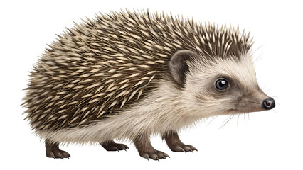 Fototapeta premium Hedgehog pet cute animal wildlife nature spiky mammal rodent adorable prickly spines wild fauna portrait isolated on transparent background
