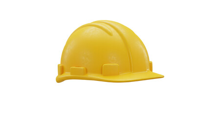 Fototapeta premium Bright yellow construction safety helmet hard hat used for worker protection isolated on a transparent background, png, cutout.
