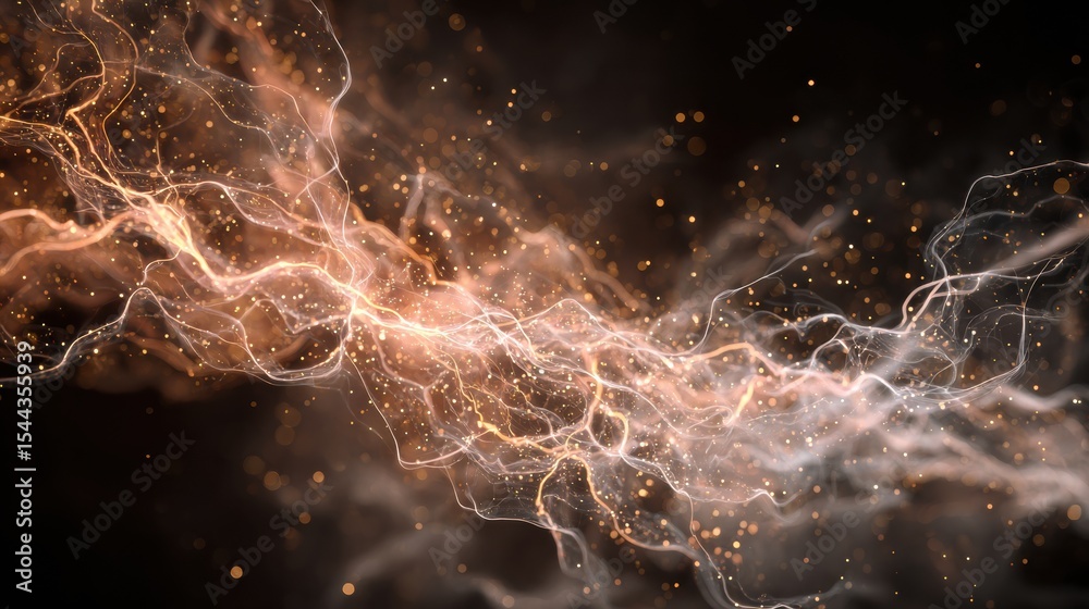 Poster Vivid Abstract Representation of Dopamine Rush With Lightning Effects and Sparks Featuring a Clear Top Section