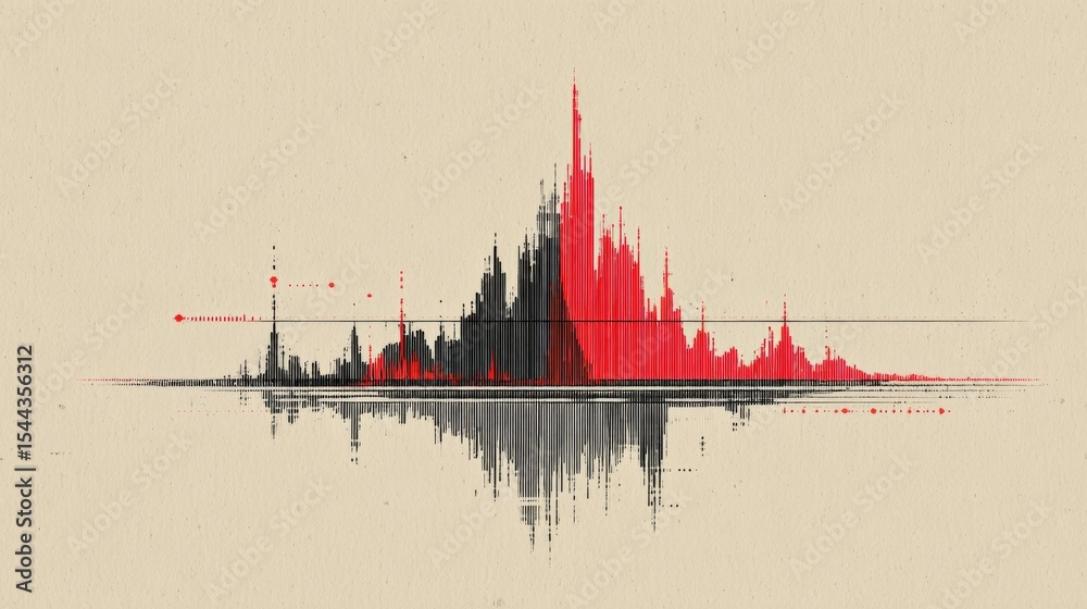 Aufkleber Abstract Tension Line Graph Depicting Risk With Striking Red Spikes and Minimal Top Margin Presents a Visual Representation of Volatility