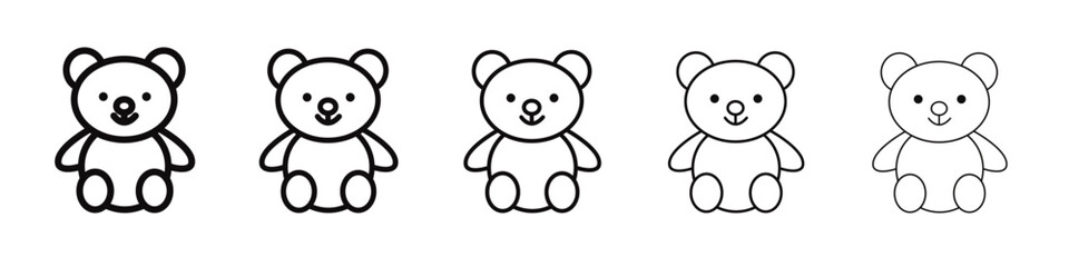 Teddy bear icon black and white vector sign