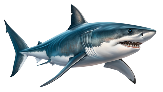 Great white shark illustration drawing image for ocean marine life predator animal wildlife artwork 100 isolated on transparent background
