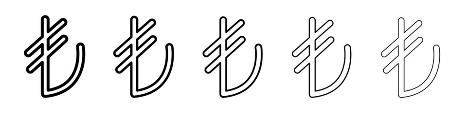 Obraz premium Turkish lira icon black and white vector sign