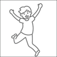 Joyful child continuous line drawing illustration