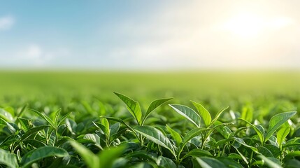 Obraz premium The Essence of Nature Fresh Green Leaves Blooming in Spring Field