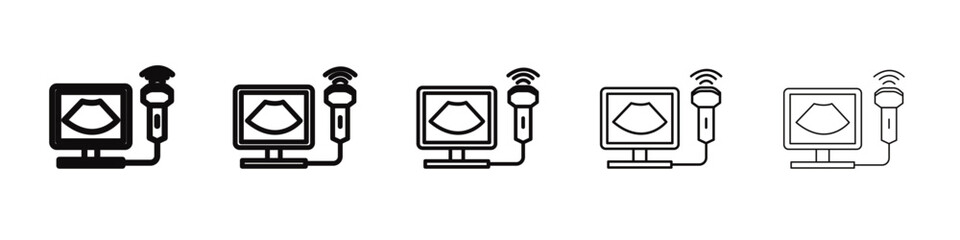 Ultrasonography icon black and white vector sign