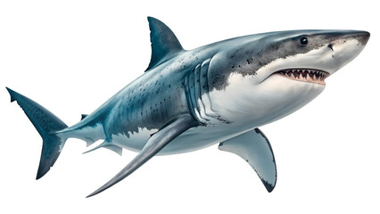 Great white shark predator ocean animal marine wildlife underwater sea life dangerous teeth powerful hunter 100 isolated on transparent background