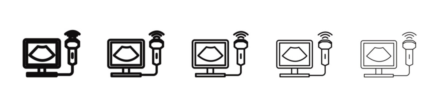 Ultrasonography icon black and white vector sign