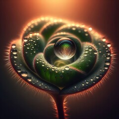 Macro photography of a raindrop on a leaf (2)