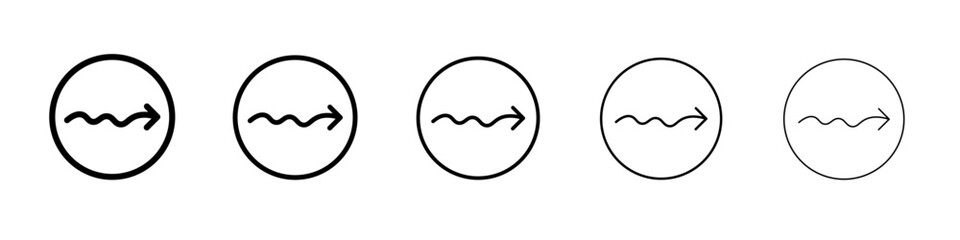 undulating arrow icon black and white vector sign