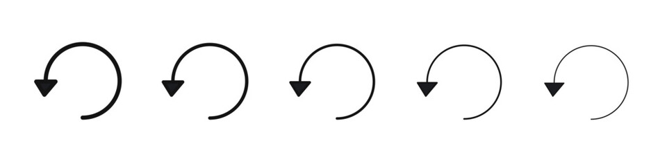 Undo arrow sign icon black and white vector sign