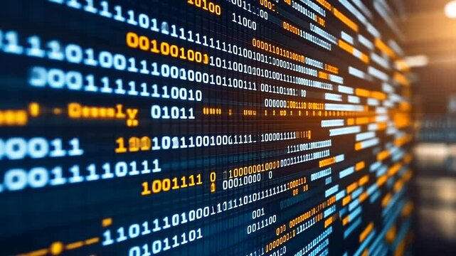 Digital Data Flow with Binary Code Display
