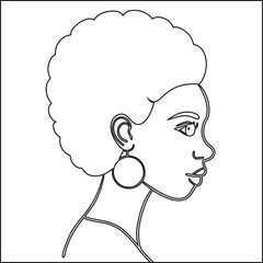 Minimalist line art portrait of a black woman