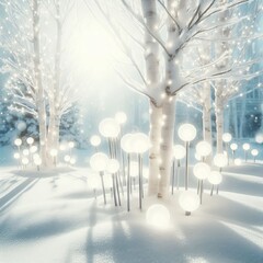 Overexposed Scene of White Lights on White Snow An intentionally