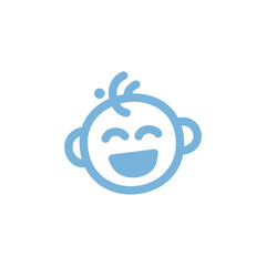 Cute and Cheerful Baby Logo. Line Style for Babycare Products