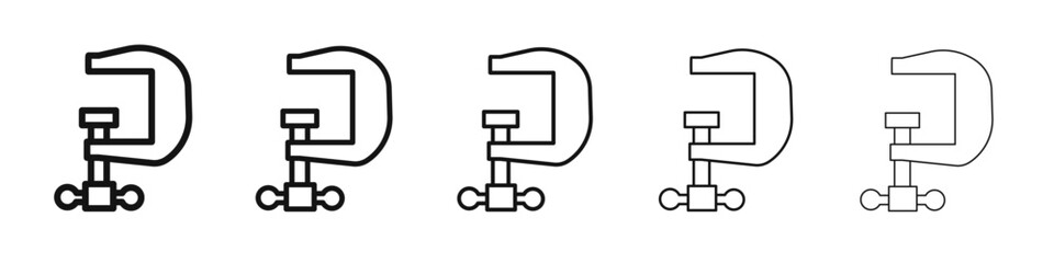 Vice clamp icon black and white vector sign