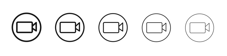 Video call icon black and white vector sign