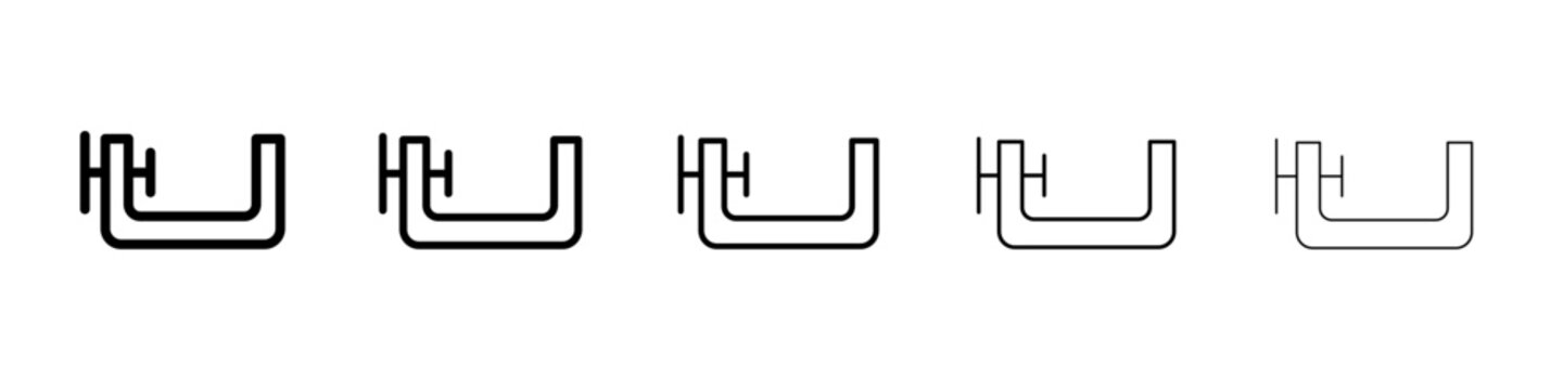 Vice clamp icon black and white vector sign