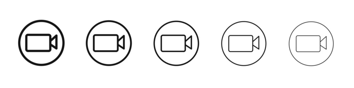 Video call icon black and white vector sign