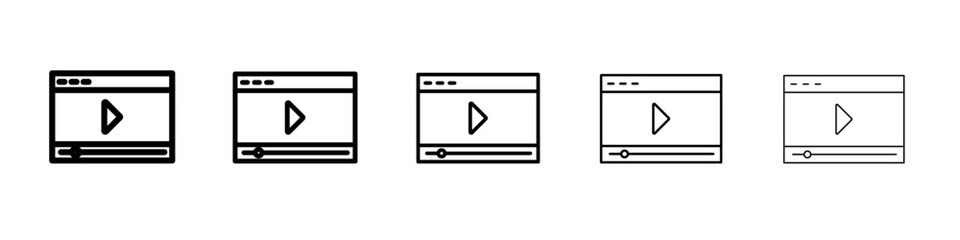 Video tutorial icon black and white vector sign