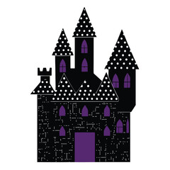 Fototapeta premium A stylized, child-friendly illustration of a haunted Halloween castle.
