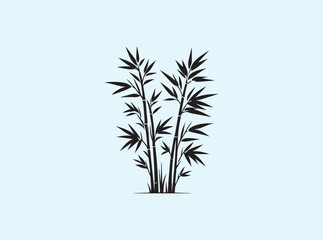 Fototapeta premium Flat black silhouette design featuring bamboo plants of assorted heights, presented on white background, great for decals, stencils, or artwork