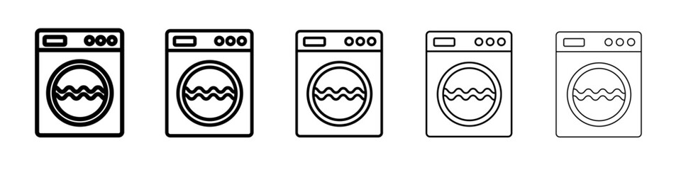 Washing machine icon black and white vector sign