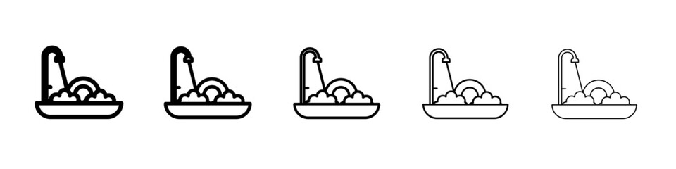 Washing plate icon black and white vector sign