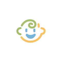 Smiling Baby Outline Logo. Simple and Sweet Character Design