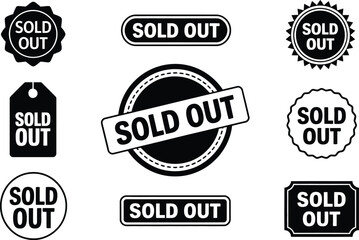Obraz premium Collection of various monochrome sold out stamps and badges for promotional design concepts