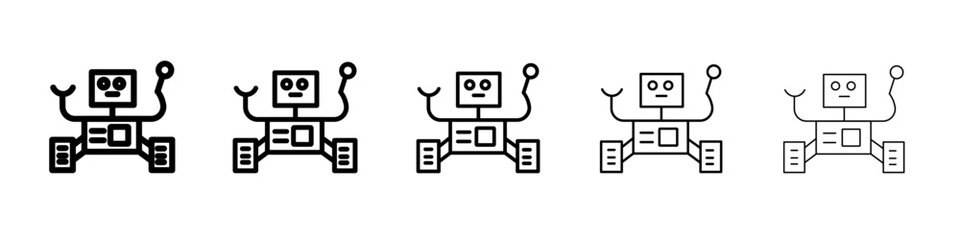Wheels robot icon black and white vector sign