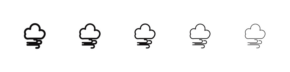 Wind clouds Icon black and white vector sign