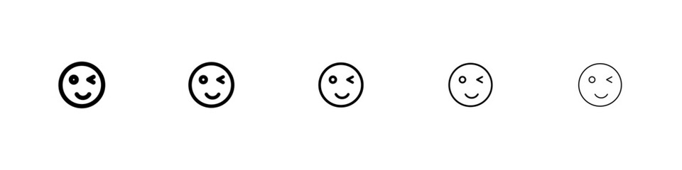 Winking eye icon black and white vector sign