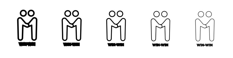 Win-win business deal icon black and white vector sign
