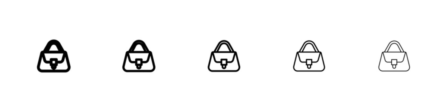 Woman purse icon black and white vector sign