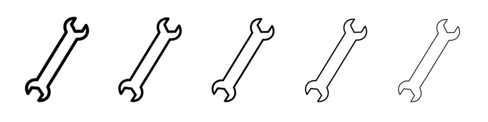 Wrench icon black and white vector sign