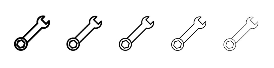 Wrench icon black and white vector sign