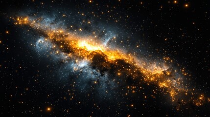 Cosmic nebula, a fiery ribbon of gas and dust, against a backdrop of countless stars