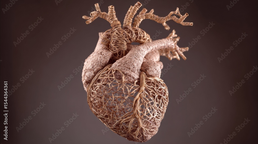 Poster clay nervous system intricately wrapped around heart icon representing emotional and physical connec