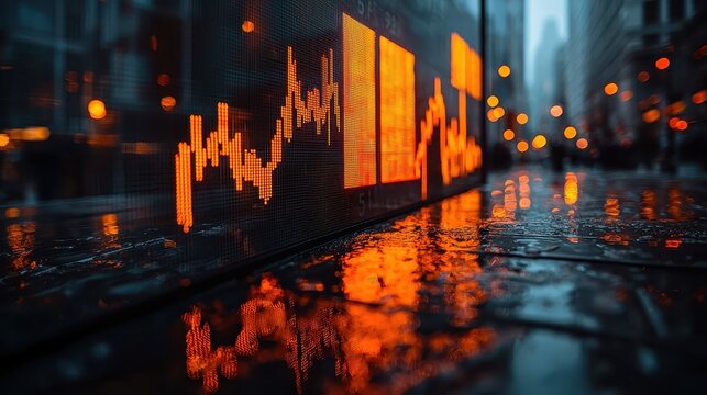 A vibrant tapestry of abstract blurred bokeh effects, featuring stock market charts and banking-related imagery, creating a dynamic and modern visual experience 