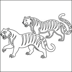 Two majestic tigers in classic black and white design